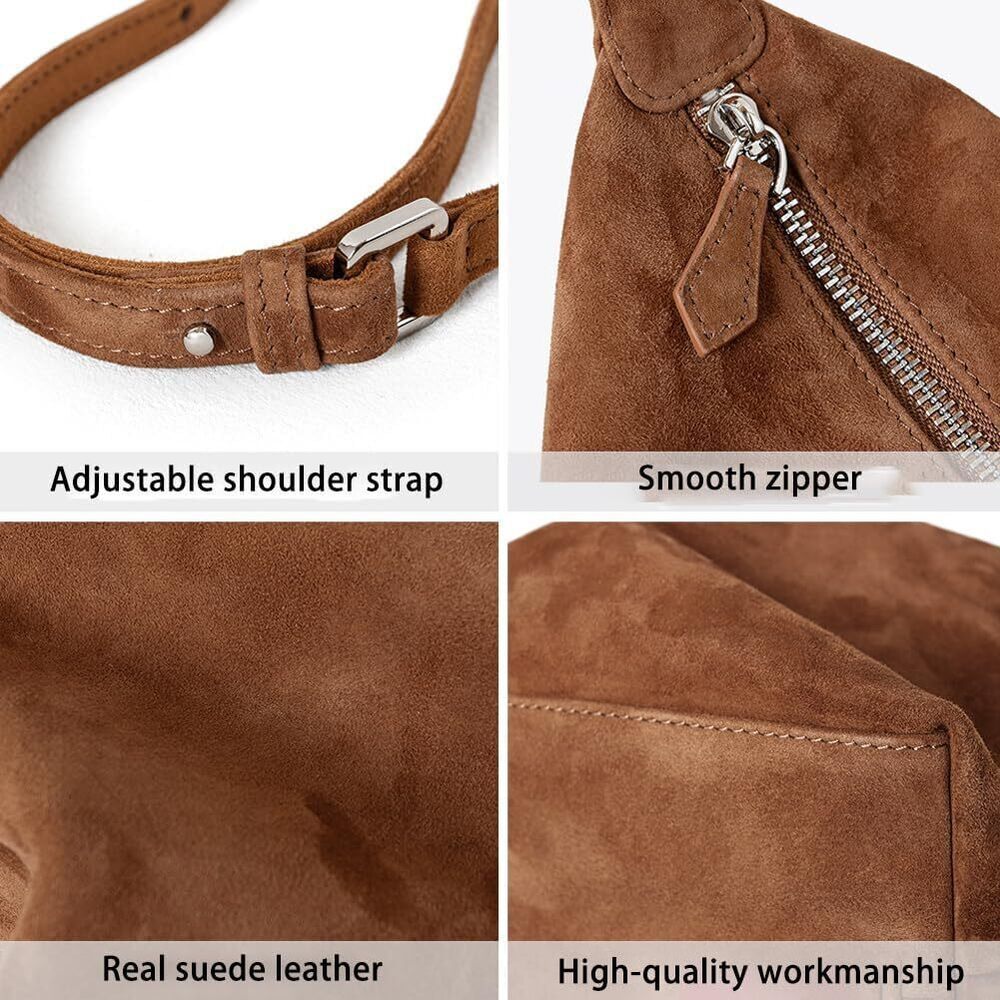 1838 Premium Suede Leather Crossbody Purses Small Shoulder Bag - Picture 5 of 6